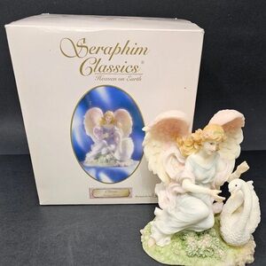 Seraphim Classics Angel and Swan Figurine - Cream and White